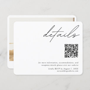 Minimalist Script Wedding Details QR Code RSVP Enclosure Card