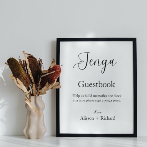 Minimalist script  wedding Jenga guestbook