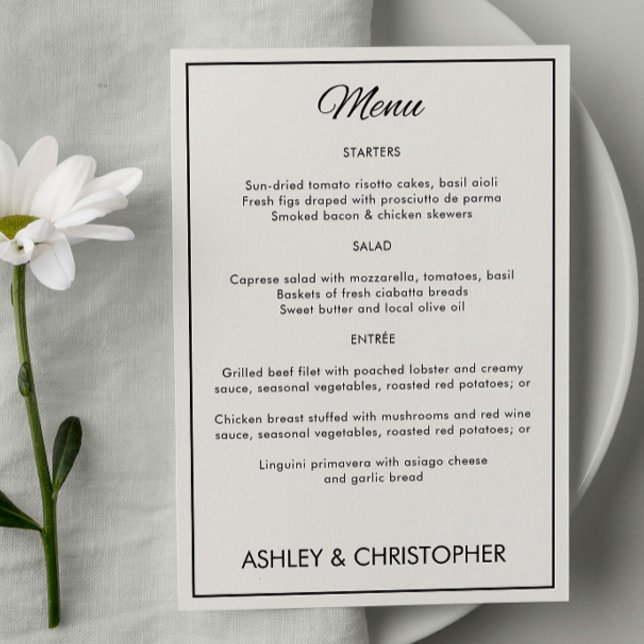 Minimalist Script Wedding Reception Menu (Creator Uploaded)