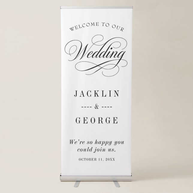 Minimalist Script Wedding Retractable Banner (Front)