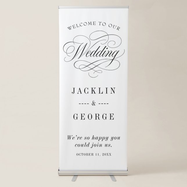 Minimalist Script Wedding Retractable Banner (Front)