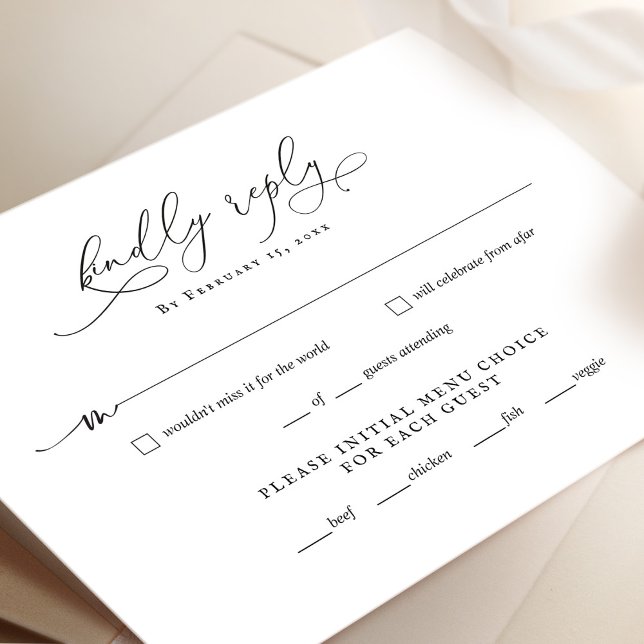 Minimalist Script Wedding RSVP Reply Card (Creator Uploaded)