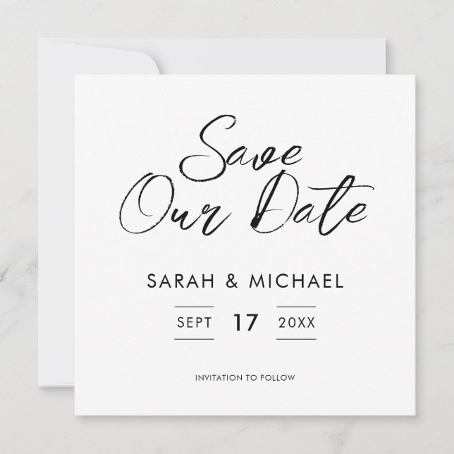 Minimalist Script Wedding Save The Date (Front)