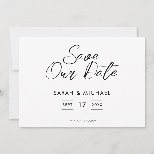 Minimalist Script Wedding Save The Date (Front)