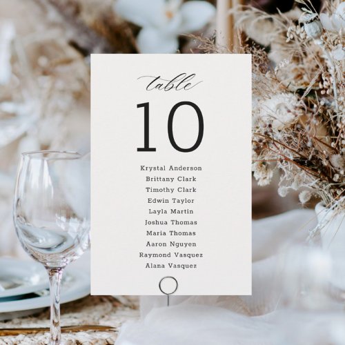 Minimalist Script Wedding Seating Chart Card