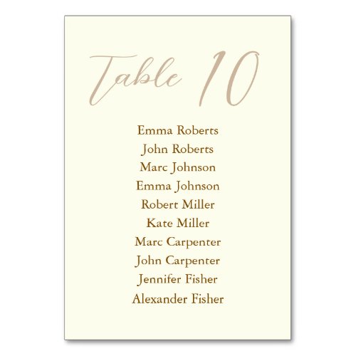 Minimalist Script Wedding Seating Plan Table Number