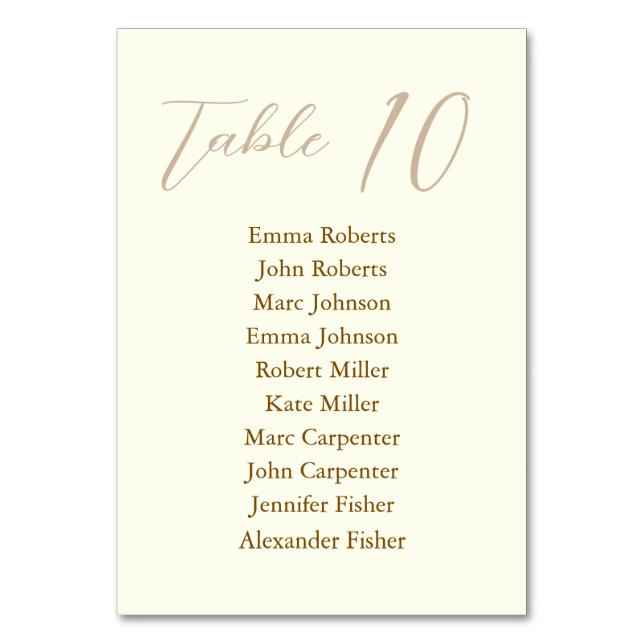 Minimalist Script Wedding Seating Plan Table Number (Front)