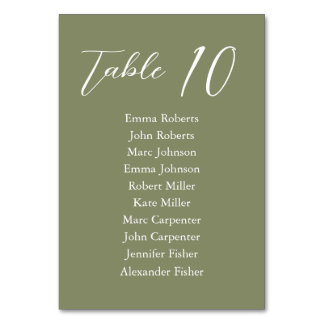 Minimalist Script Wedding Seating Plan Table Number