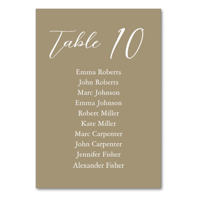 Minimalist Script Wedding Seating Plan Table Number (Front)