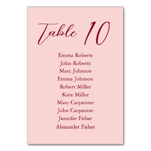 Minimalist Script Wedding Seating Plan Table Number