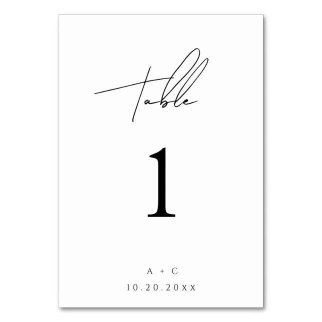 Minimalist Script Wedding Table Card (Front)