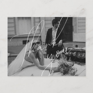 Minimalist Script Wedding Thank You Postcard