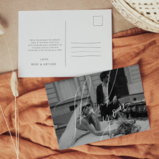 Minimalist Script Wedding Thank You Postcard