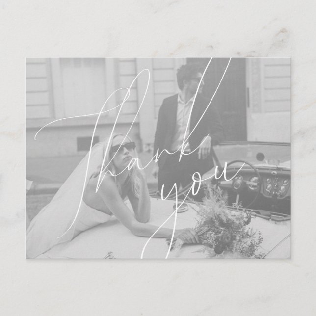 Minimalist Script Wedding Thank You Postcard (Front)