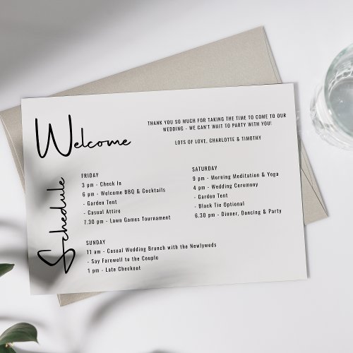 Minimalist Script Wedding Weekend 3 Day Program 