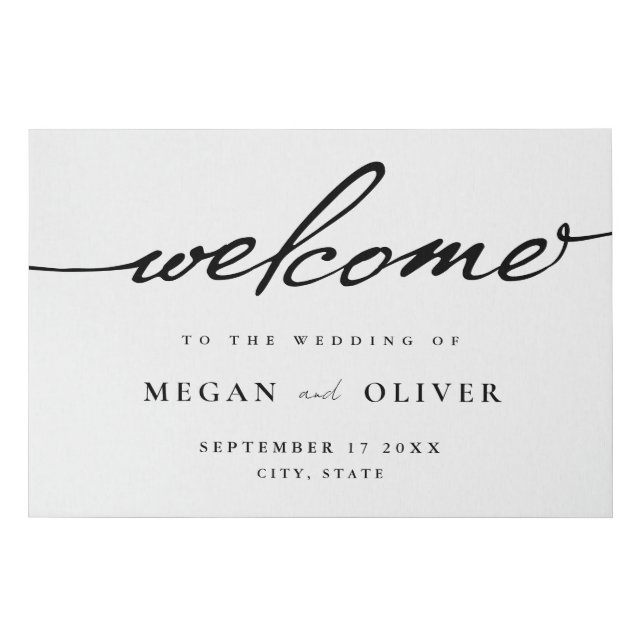 Minimalist Script Wedding Welcome Faux Canvas Print (Front)