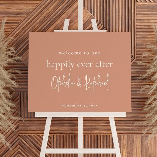 Minimalist Script Welcome Cream Terracotta Wedding Foam Board