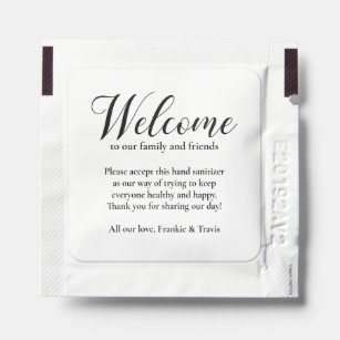 Minimalist Script Welcome To Wedding Hand Sanitizer Packet