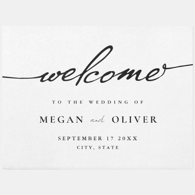 Minimalist Script Welcome Wedding Outdoor Rug (Front)