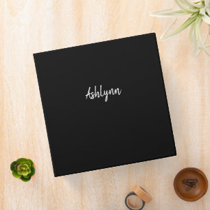 Minimalist Script White and Black 3 Ring Binder