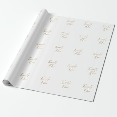 Minimalist Script white and Gold 21st Birthday Wrapping Paper