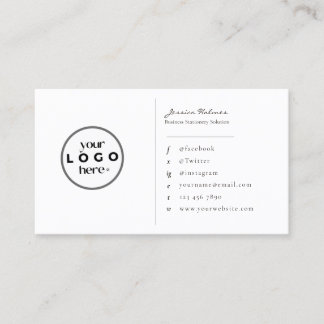 Minimalist Script White Custom Corporate Branding Business Card