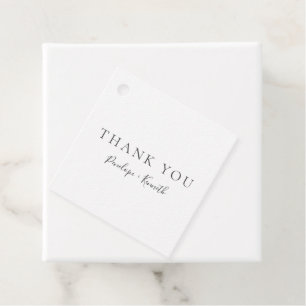 Minimalist Script White Modern Custom Wedding Favor Tags