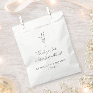 Minimalist Script White Wedding Custom Thank You Favor Bag