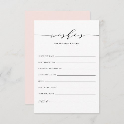 Minimalist Script Wishes for the Bride and Groom Advice Card