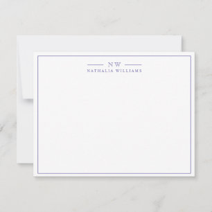 Minimalist Script with Border Monogram Note Card