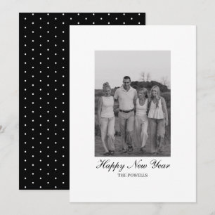 Minimalist Script with Polka Dots Happy New Year  Holiday Card