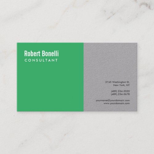 Minimalist Sea Green Grey Modern Custom Business Card