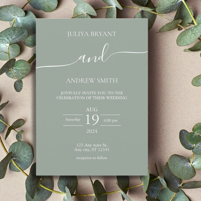 Minimalist sea green Script wedding Invitation (Creator Uploaded)