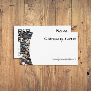 Minimalist Sea pebble photography QR Business Card