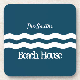 Minimalist Sea Waves Nautical Coastal Beverage Coaster