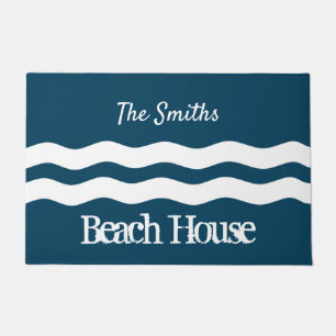 Minimalist Sea Waves Nautical Coastal Doormat