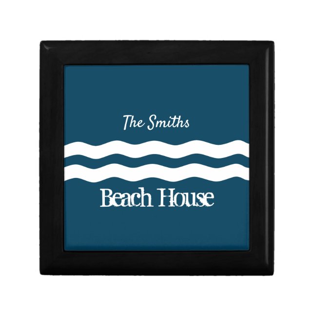 Minimalist Sea Waves Nautical Coastal Gift Box (Front)