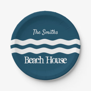 Minimalist Sea Waves Nautical Coastal Paper Plates