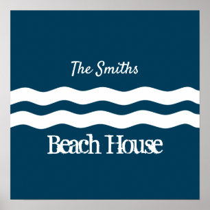 Minimalist Sea Waves Nautical Coastal Poster