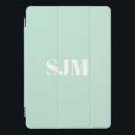Minimalist seafoam mint green custom monogram iPad pro cover<br><div class="desc">Minimalist Custom seafoam mint green and white monogram initials name modern elegant personalized iPad Pro Cover</div>