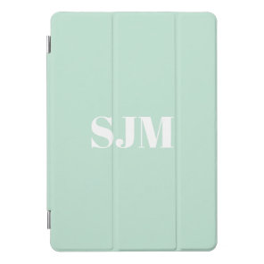 Minimalist seafoam mint green custom monogram iPad pro cover