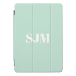 Minimalist seafoam mint green custom monogram iPad pro cover
