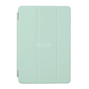 Minimalist seafoam mint green custom name monogram iPad mini cover