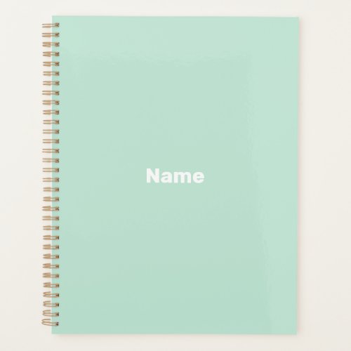 Minimalist seafoam mint green custom name or year  planner