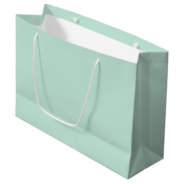 Minimalist seafoam mint green elegant solid plain large gift bag (Front Angled)