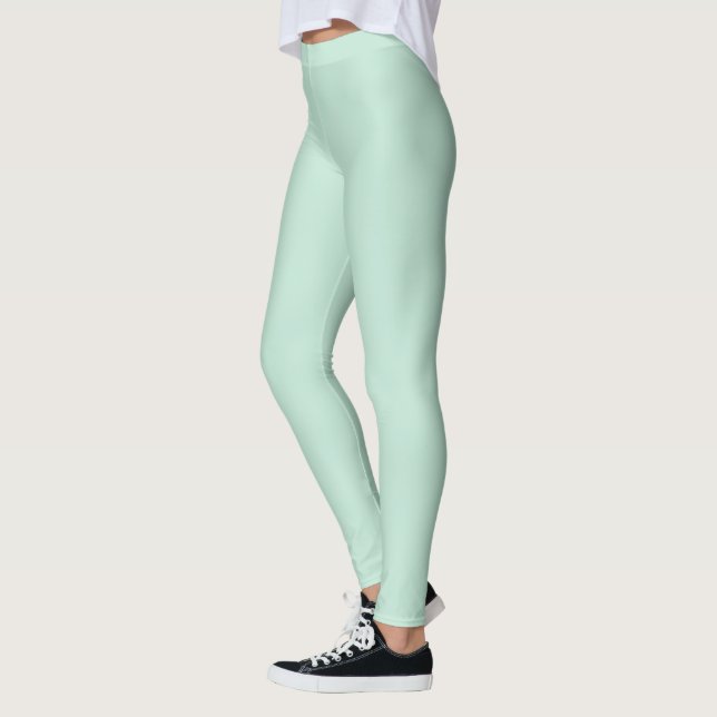 Minimalist seafoam mint green solid plain elegant leggings (Left)