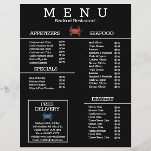 Minimalist Seafood Crab Grill Restaurant Menu B Flyer
