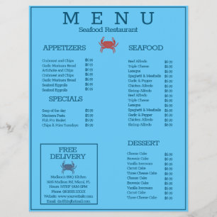 Minimalist Seafood Crab Grill Restaurant Menu D Flyer