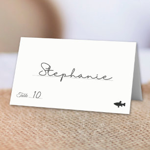 Minimalist Seafood Meal Option Table Number Place Card