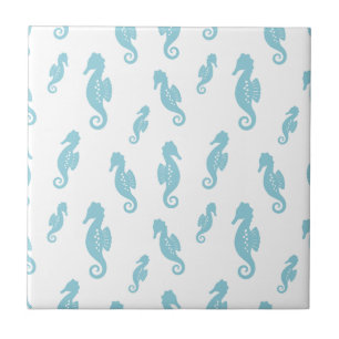 Minimalist Seahorse Ocean Seamless Pattern (1) Ceramic Tile